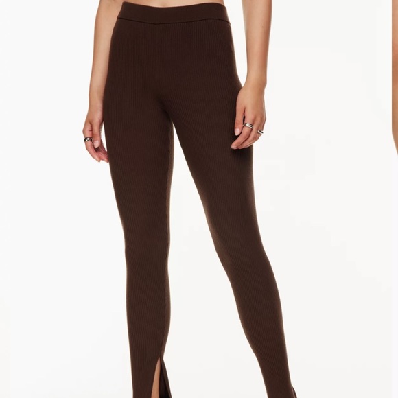 Aritzia Babaton Brown Rib Knit Legging with slits size Small - Picture 4 of 11
